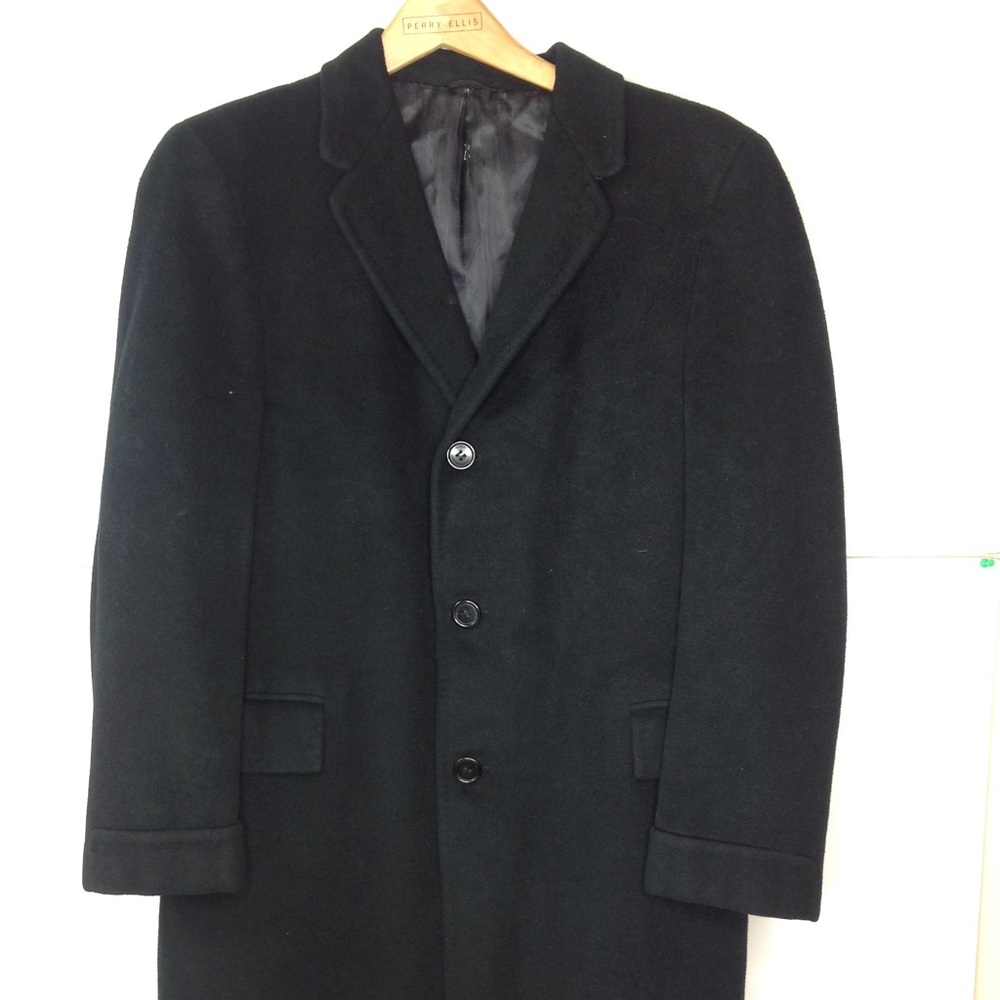 Black Cashmere Coat Knee Length Mens Vintage